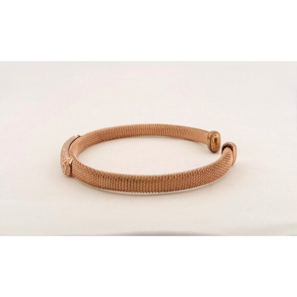 Estate Sterling Silver 925 Mesh Cuff Bracelet with CZ Bar Accent 7" 13.2g - Picture 3 of 11